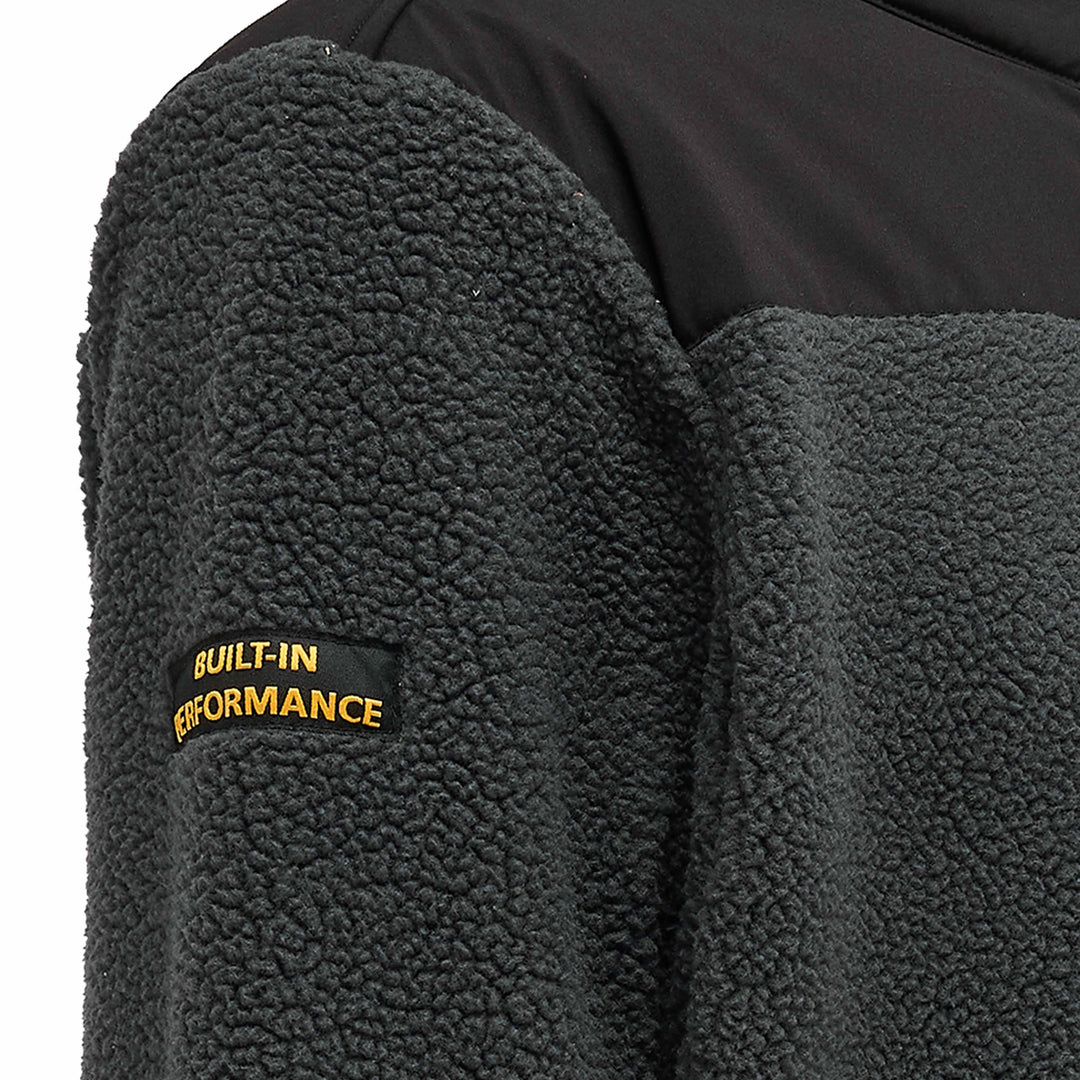 STANLEY Borden Men's Funnel Collar, Regular Fit, Borg Work Fleece, Grey, Branding Detail View