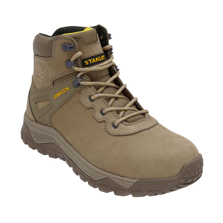 STANLEY Alberta Men's Steel Toe, Steel Midsole, Safety Work Boot, Stone, 3/4 View Facing Right