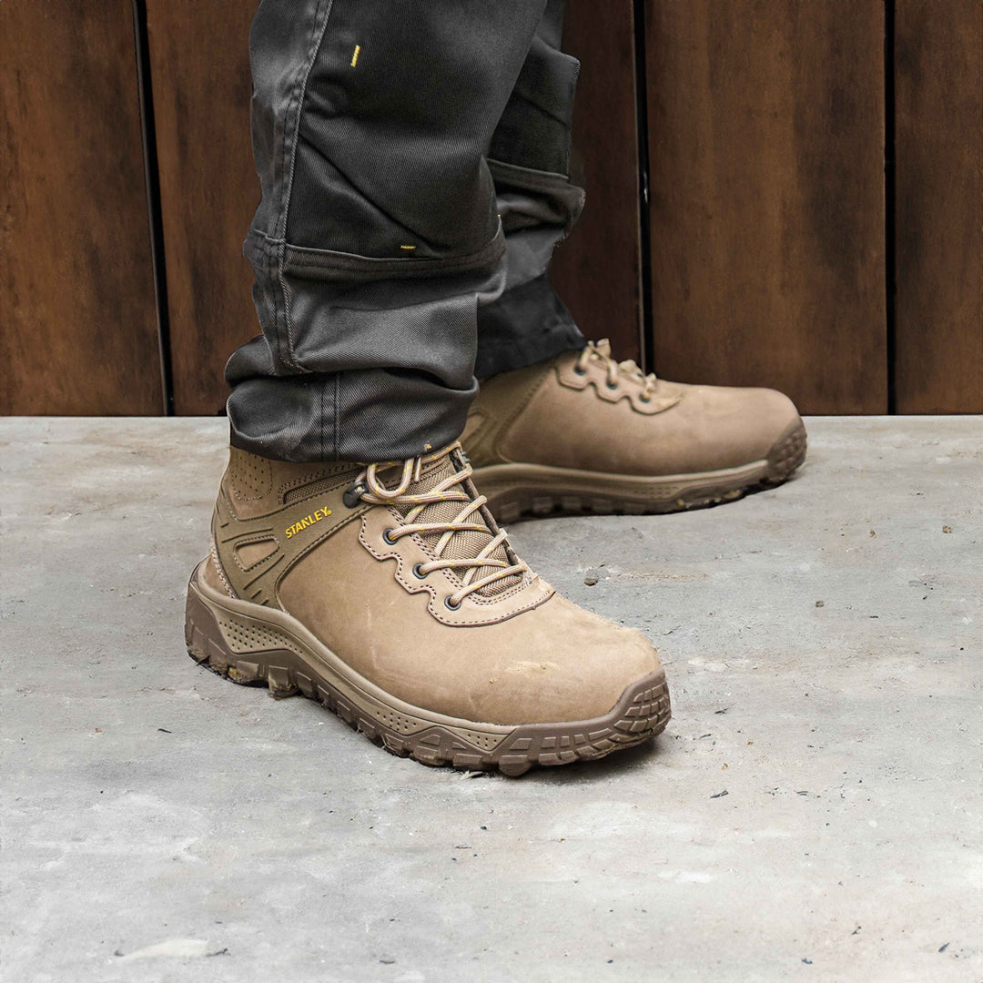 STANLEY Alberta Men's Steel Toe, Steel Midsole, Safety Work Boot, Stone, Model View Close