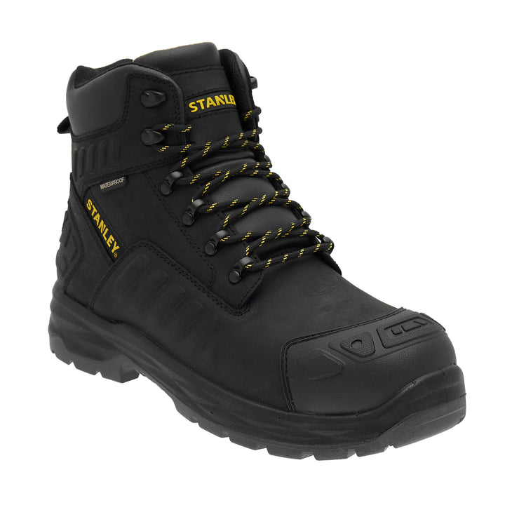 STANLEY Aramac Men's Waterproof, Steel Midsole Plate, Steel Toe Safety Work Boot, Black, 3/4 View Facing Right