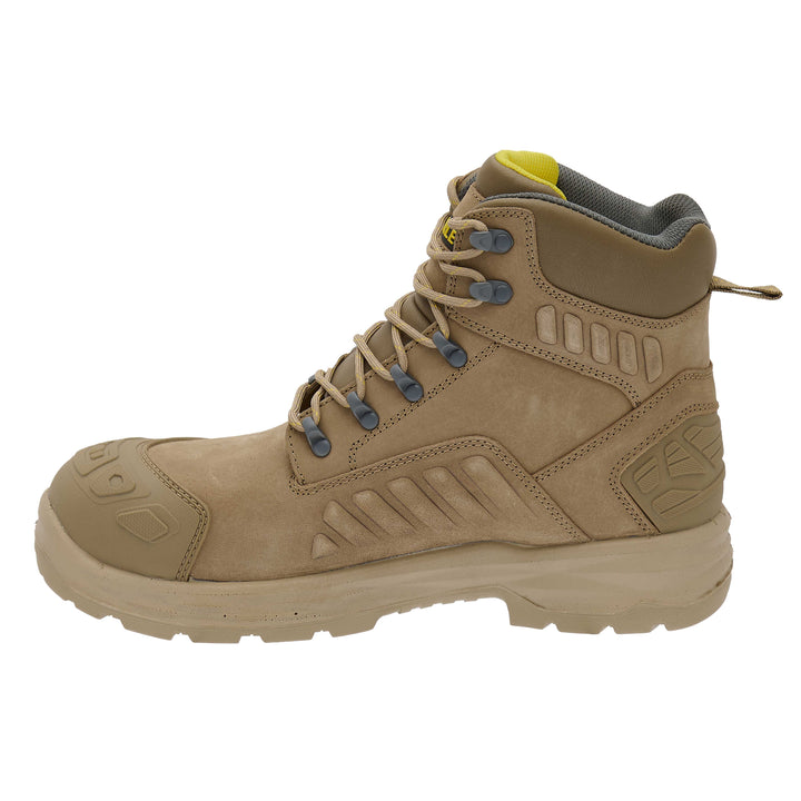 STANLEY Aramac Men's Waterproof, Steel Midsole Plate, Steel Toe Safety Work Boot, Stone, Side View Facing Left