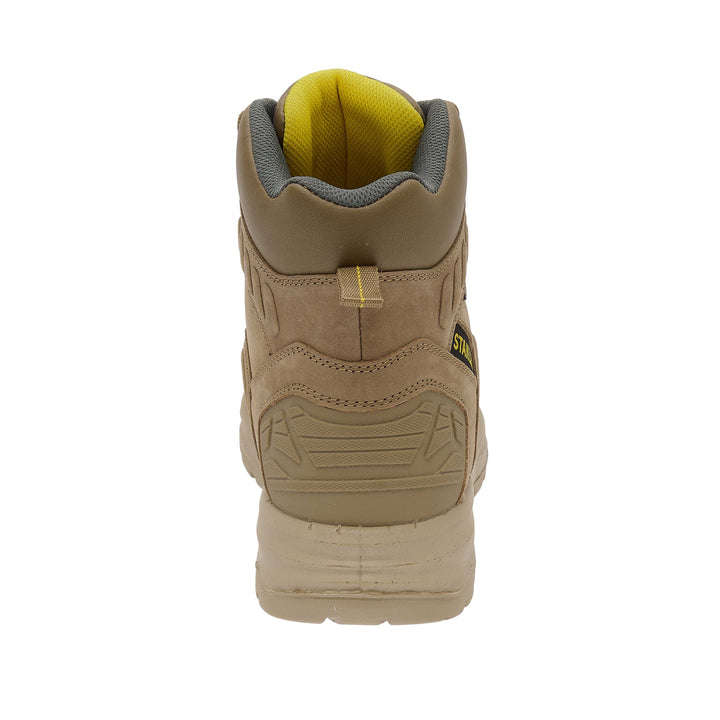 STANLEY Aramac Men's Waterproof, Steel Midsole Plate, Steel Toe Safety Work Boot, Stone, Heel View