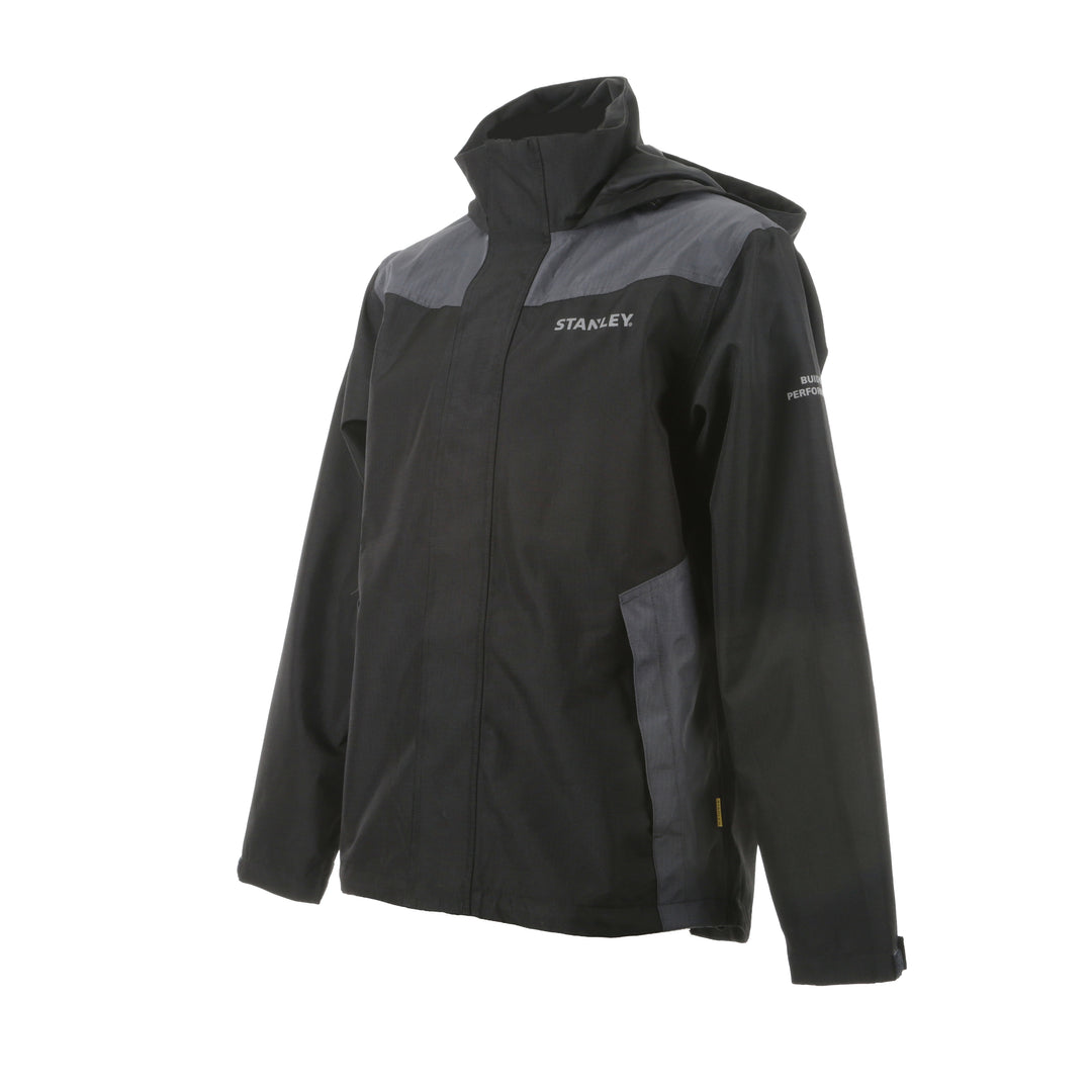STANLEY Assent Men's Water Resistant, Nylon Ripstop, Regular Fit Work Jacket, Grey/Black, 3/4 View Facing Left