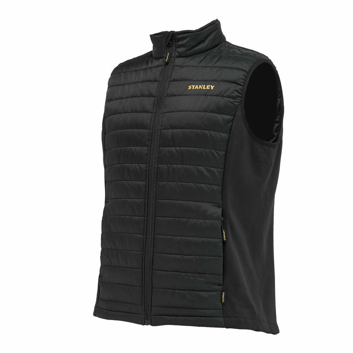 STANLEY Banff Men's Regular Fit, Ripstop, Water Resistant Work Gilet, Black, 3/4 View