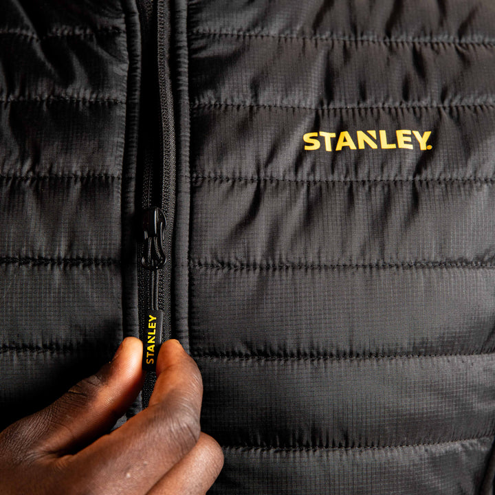 STANLEY Banff Men's Regular Fit, Ripstop, Water Resistant Work Gilet, Black, Branding Detail View