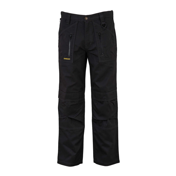STANLEY Barham Men's Polycotton, Relaxed Fit, Zipper Work Trousers, Black, Front View