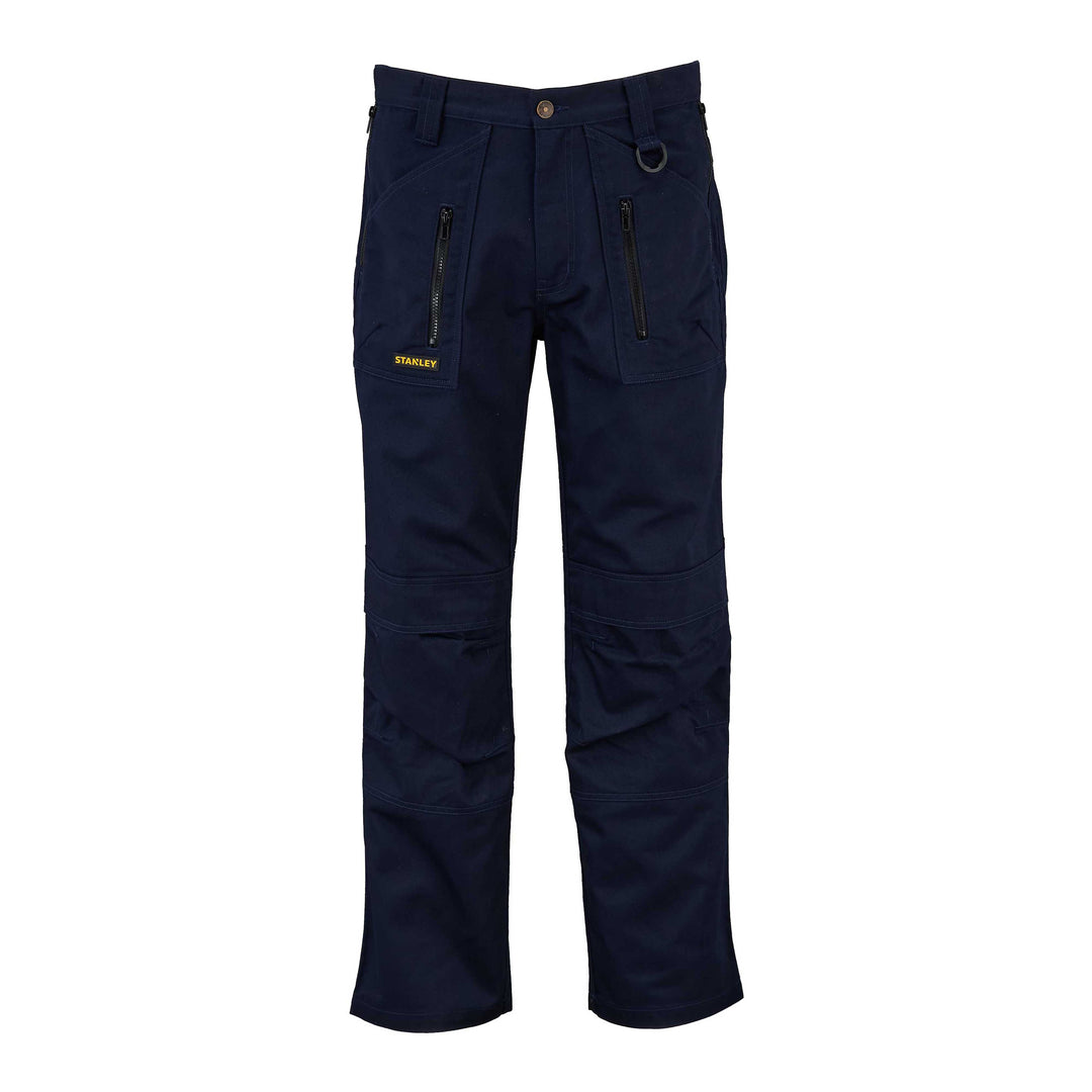STANLEY Barham Men's Polycotton, Relaxed Fit, Zipper Work Trousers, Navy, Front View