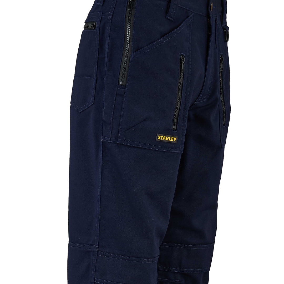 STANLEY Barham Men's Polycotton, Relaxed Fit, Zipper Work Trousers, Navy, Pocket Detail View