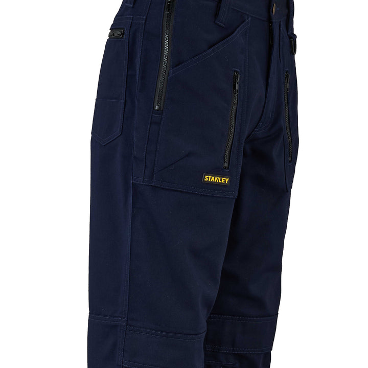 STANLEY Barham Men's Polycotton, Relaxed Fit, Zipper Work Trousers, Navy, Pocket Detail View