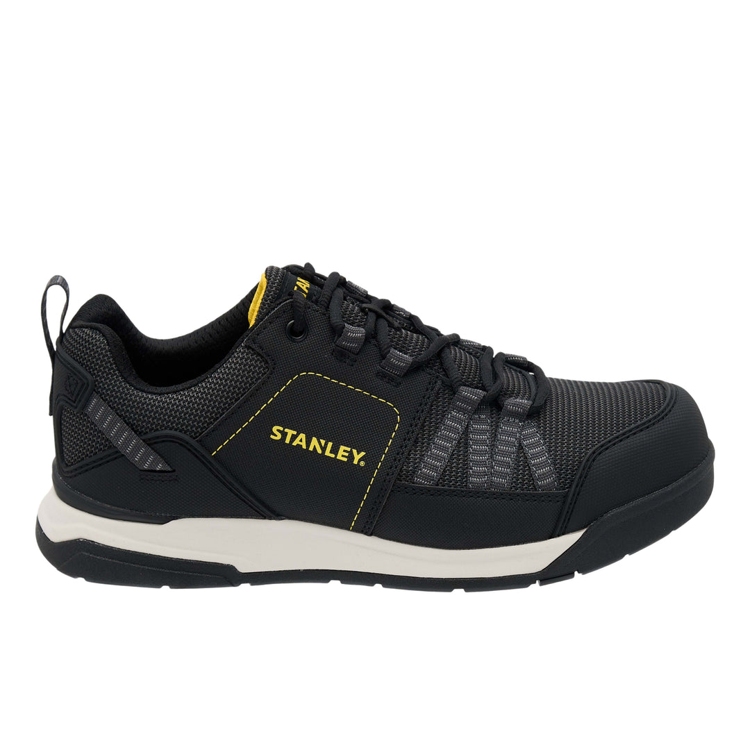 Black running shoe on a white background