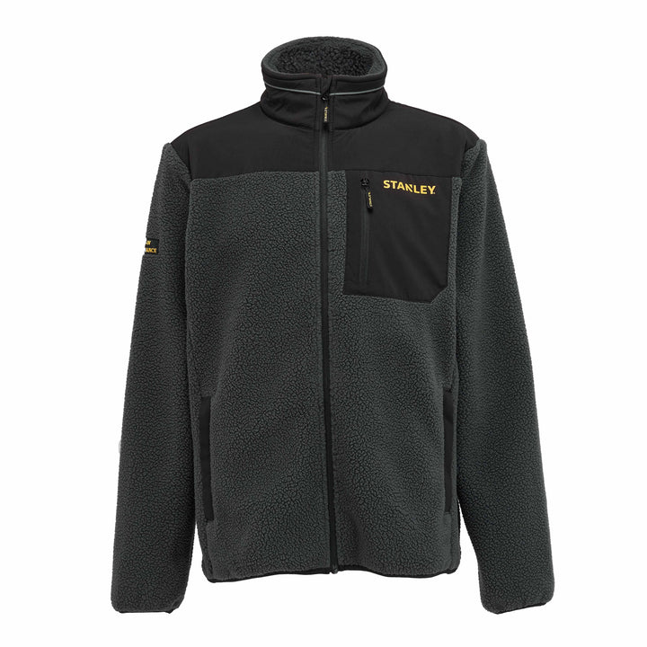 STANLEY Borden Men's Funnel Collar, Regular Fit, Borg Work Fleece, Grey, Front View