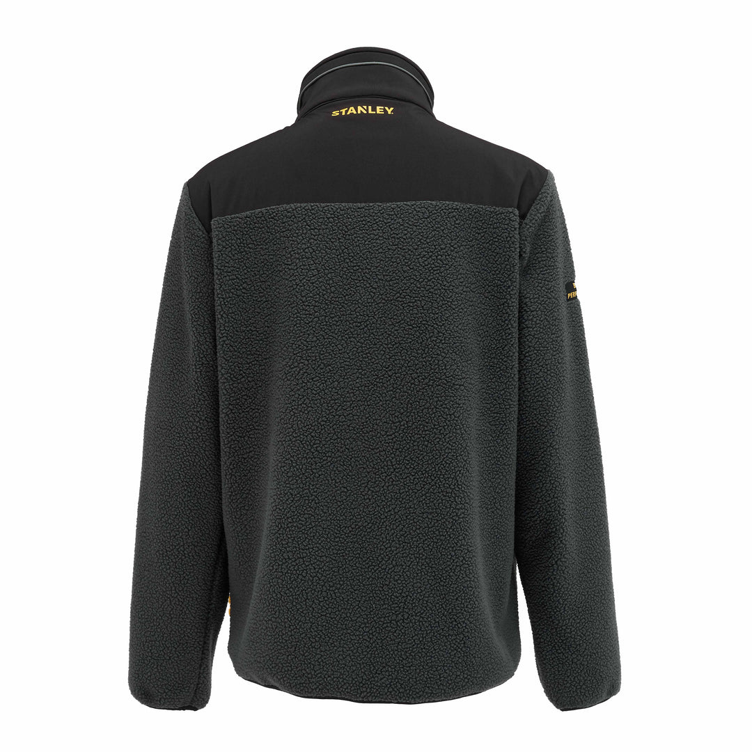 STANLEY Borden Men's Funnel Collar, Regular Fit, Borg Work Fleece, Grey, Back View