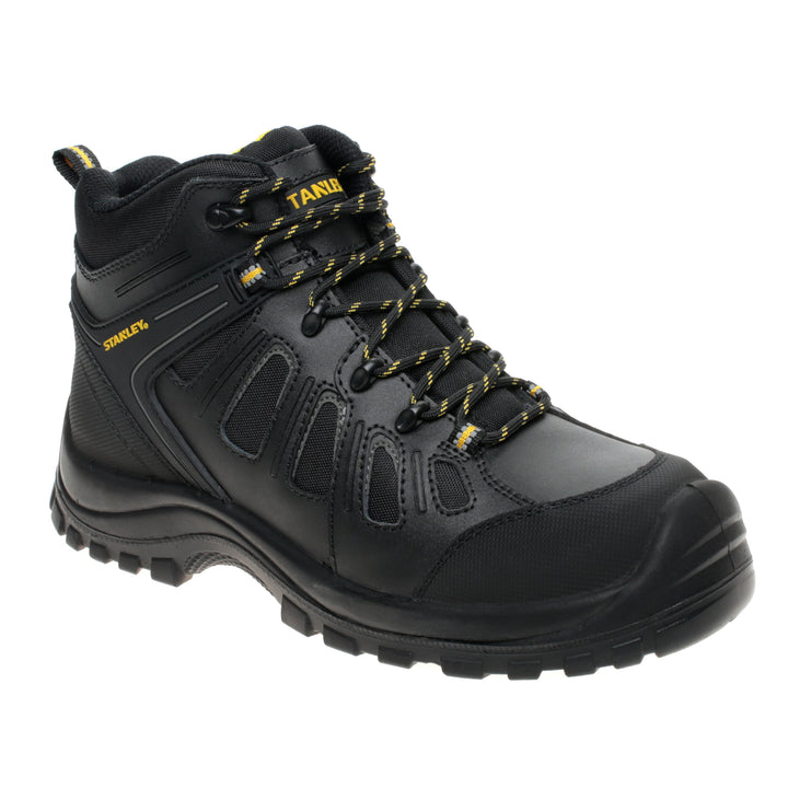 STANLEY Brampton Men's Lightweight, Steel Safety Toe, Steel Midsole Plate Work Boots, Black, 3/4 View Facing Right