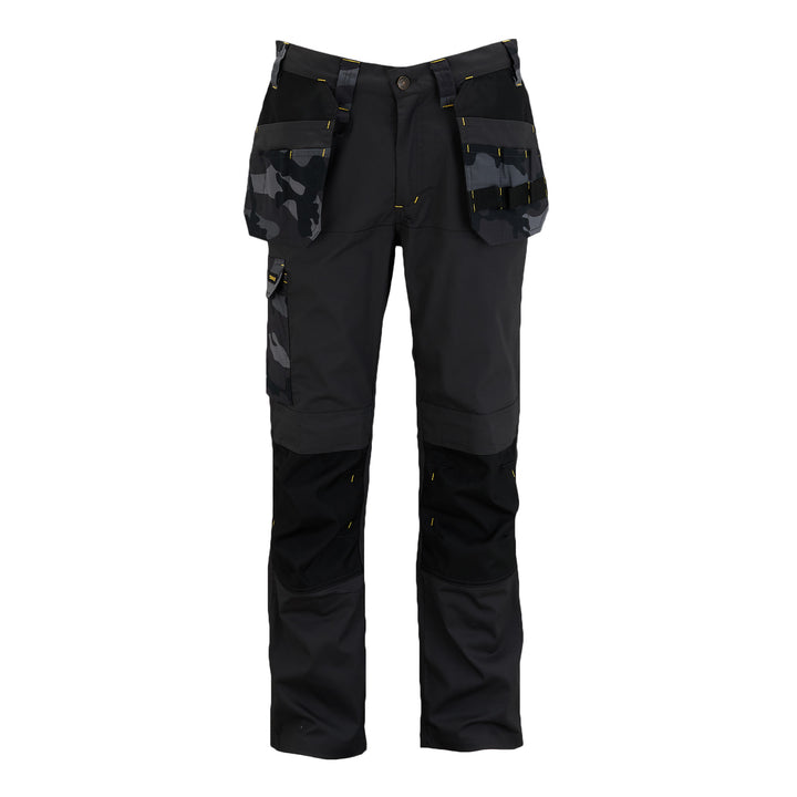 STANLEY Dixon Men's Stretch, Holster Pocket, Regular Fit Work Trousers, Black Camo, Front View