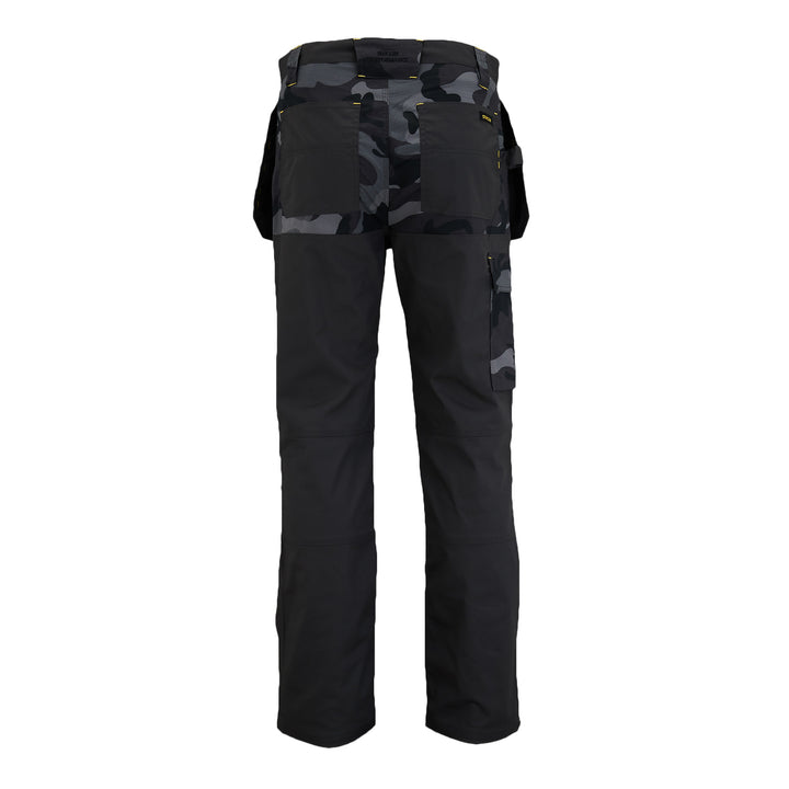 STANLEY Dixon Men's Stretch, Holster Pocket, Regular Fit Work Trousers, Black Camo, Back View