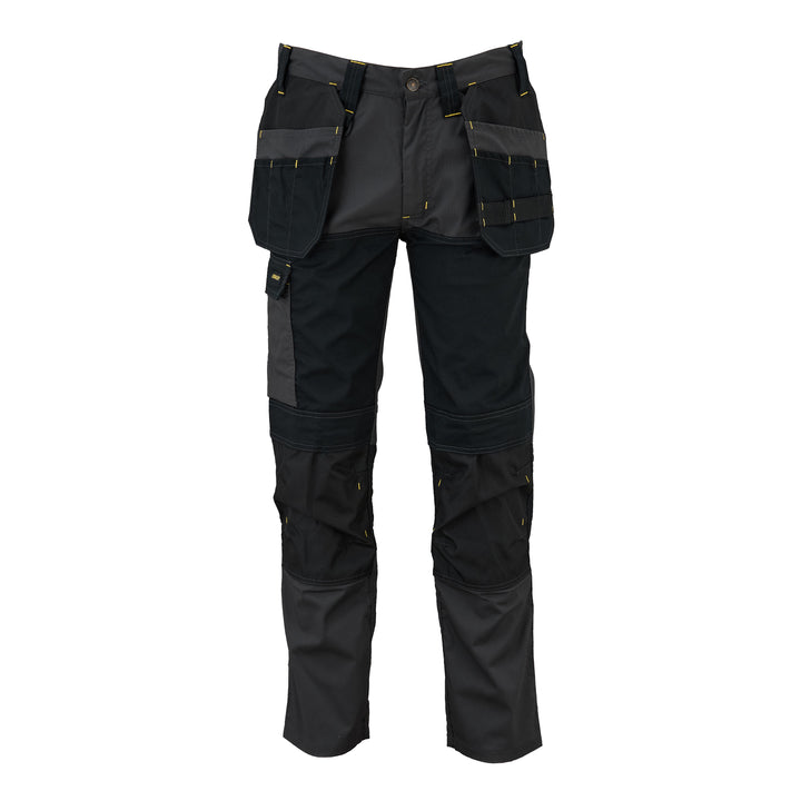 STANLEY Dixon Men's Stretch, Holster Pocket, Regular Fit Work Trousers, Grey/Black, Front View