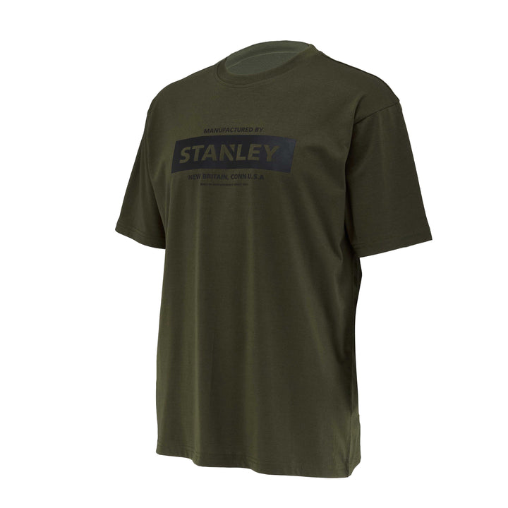 Green t-shirt with Stanley logo on a white background