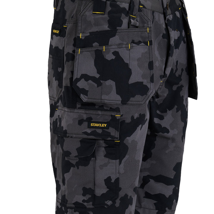 STANLEY Hanley Men's Poly Cotton, Holster Pocket, Cargo Work Shorts, Black Camo, Pocket Detail View