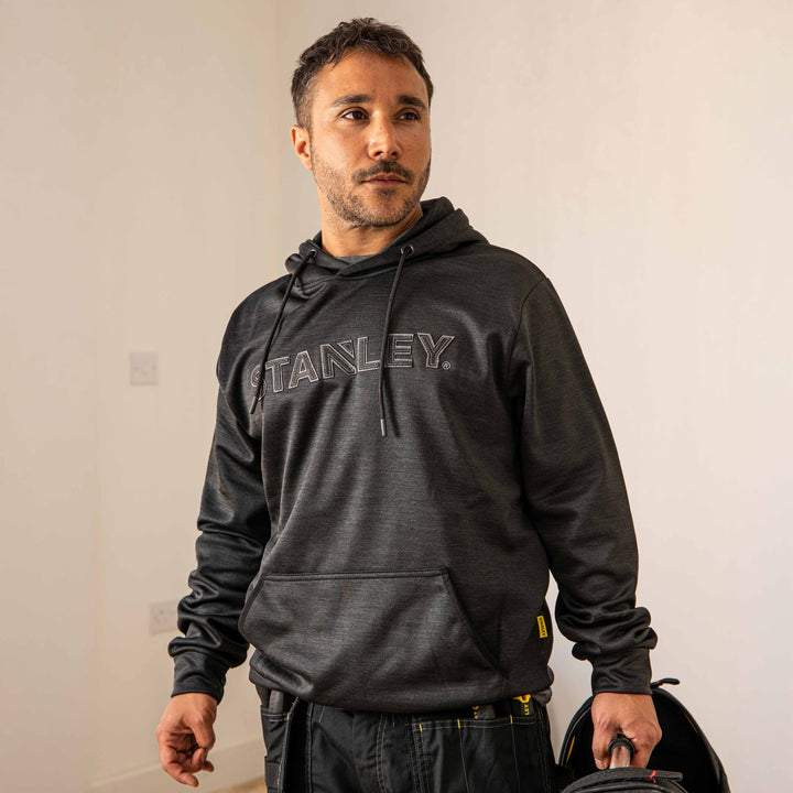 STANLEY Hudson Men's Regular Fit Work Hoodie, Black, Model Front View