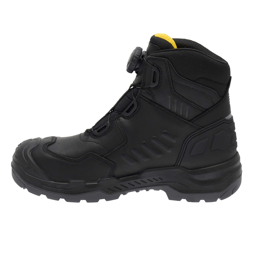 STANLEY Michigan Men's Fitgo Lacing System, Waterproof, S7 Safety Work Boot, Black, Side View Facing Left