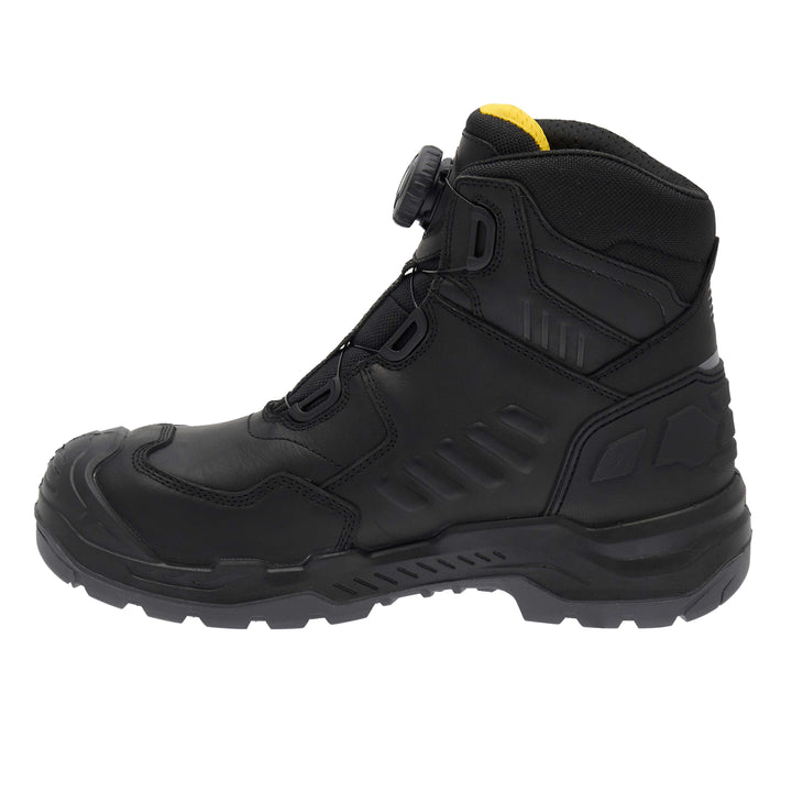 STANLEY Michigan Men's Fitgo Lacing System, Waterproof, S7 Safety Work Boot, Black, Side View Facing Left
