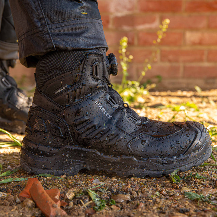 STANLEY Michigan Men's Fitgo Lacing System, Waterproof, S7 Safety Work Boot, Black, Model Waterproof Detail View