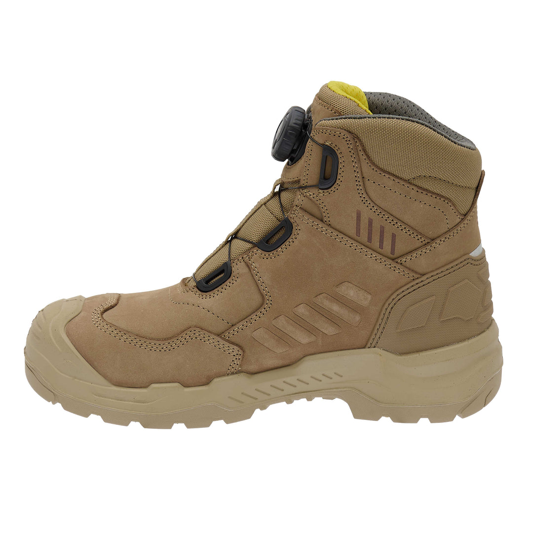 STANLEY Michigan Men's Fitgo Lacing System, Waterproof, S7 Safety Work Boot, Stone, Side View Facing Left