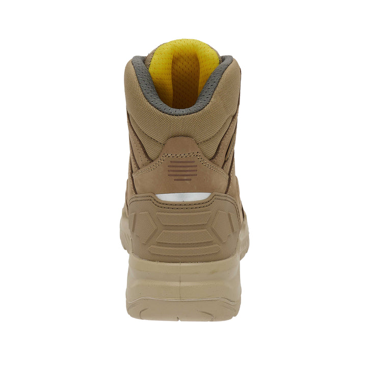 STANLEY Michigan Men's Fitgo Lacing System, Waterproof, S7 Safety Work Boot, Stone, Heel View