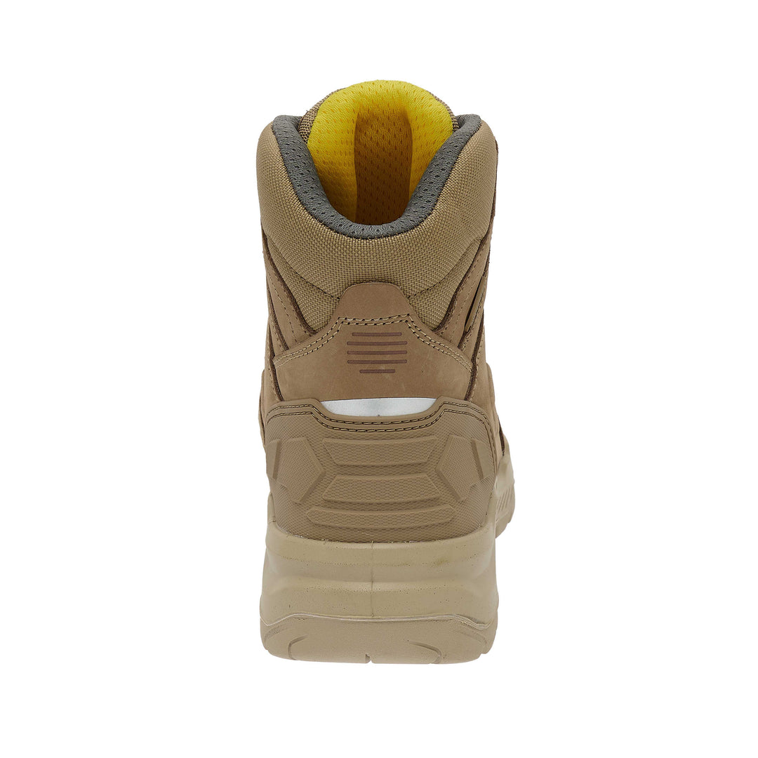 STANLEY Michigan Men's Fitgo Lacing System, Waterproof, S7 Safety Work Boot, Stone, Heel View