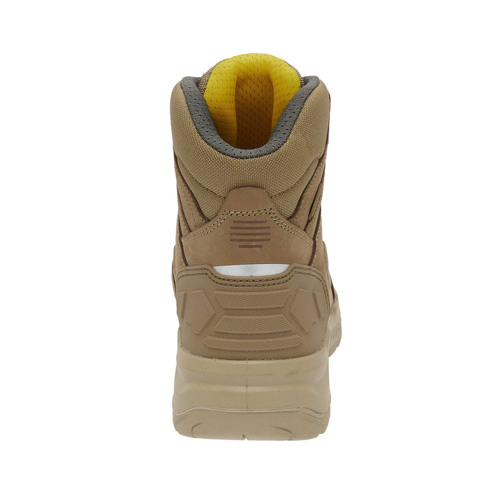 STANLEY Michigan Men's Fitgo Lacing System, Waterproof, S7 Safety Work Boot, Stone, Heel View