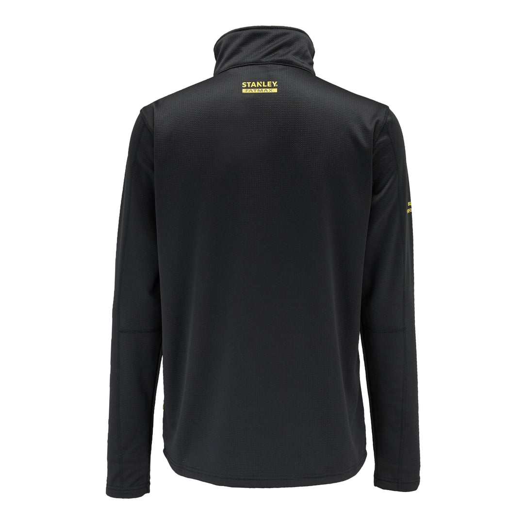 Black jacket with 'Stanley' branding on the back against a white background