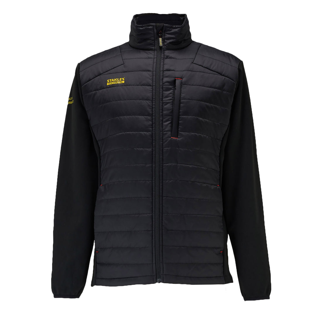 Black insulated jacket with Stanley logo on a white background