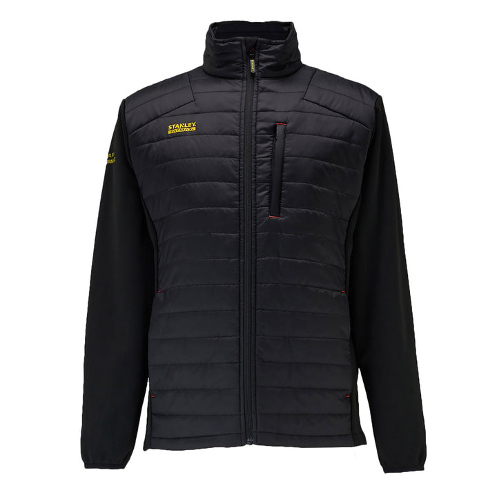 Black insulated jacket with Stanley logo on a white background