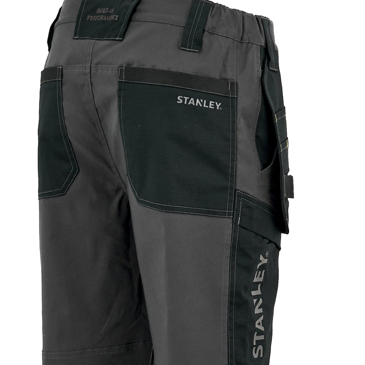 back detail of Grey pinnacle utility work trousers 