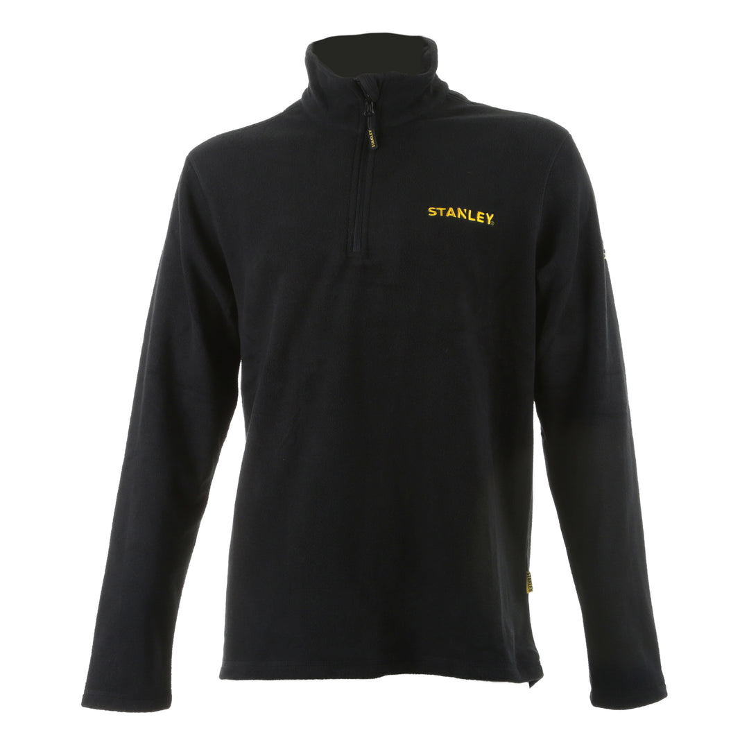 STANLEY Gadsden Men's Lightweight, Quarter-Zip, Regular Fit Work Fleece, Black, Front View