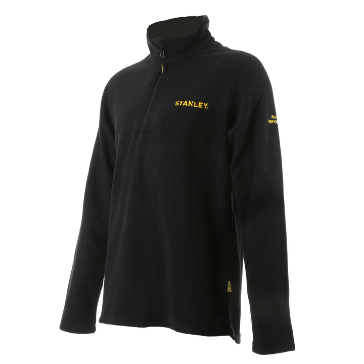 STANLEY Gadsden Men's Lightweight, Quarter-Zip, Regular Fit Work Fleece, Black, 3/4 View Facing Left