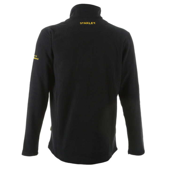 STANLEY Gadsden Men's Lightweight, Quarter-Zip, Regular Fit Work Fleece, Black, Back View