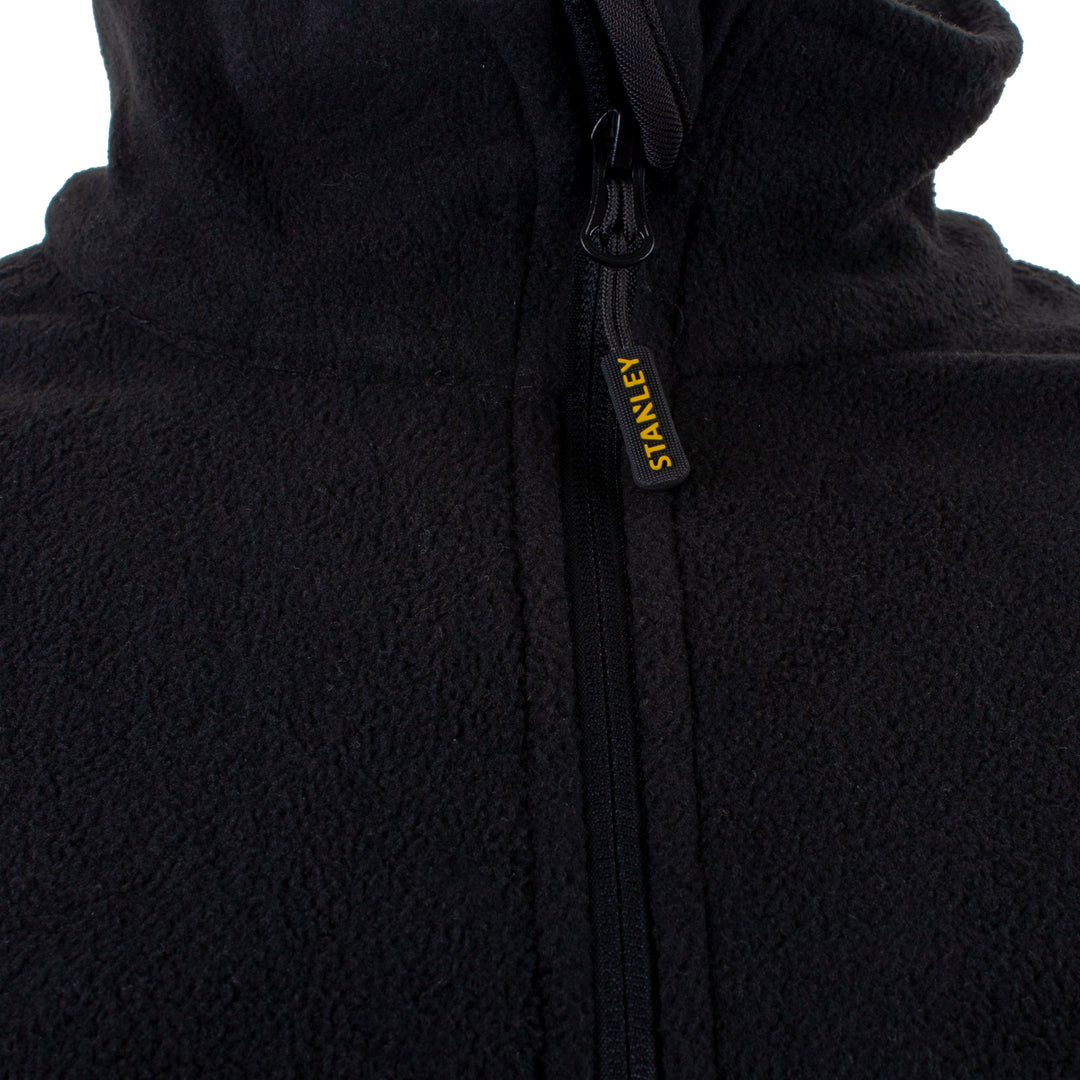 STANLEY Gadsden Men's Lightweight, Quarter-Zip, Regular Fit Work Fleece, Black, Zipper Detail View