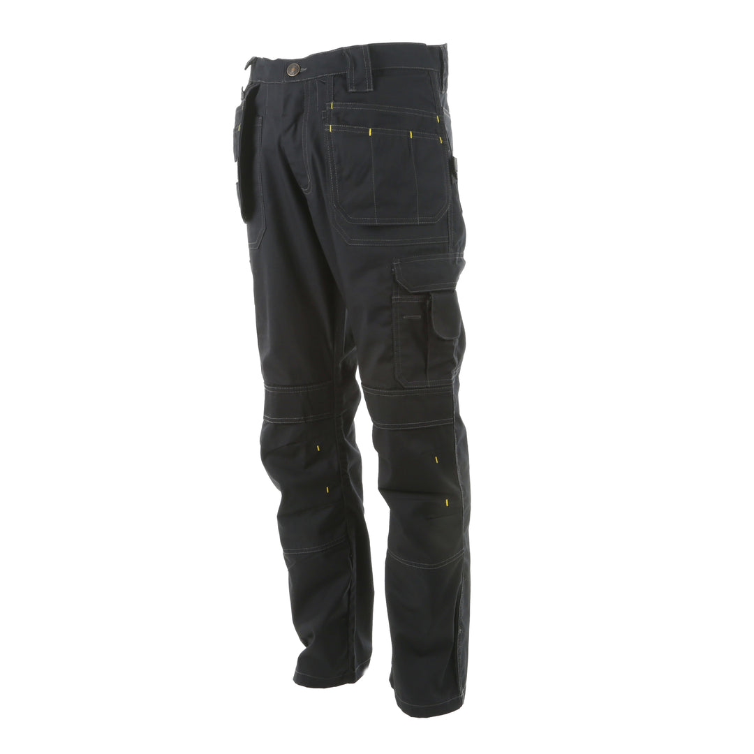 STANLEY Huntsville Men's Polycotton, Holster Pocket, Regular Fit Work Trousers, Black, 3/4 View Facing Left