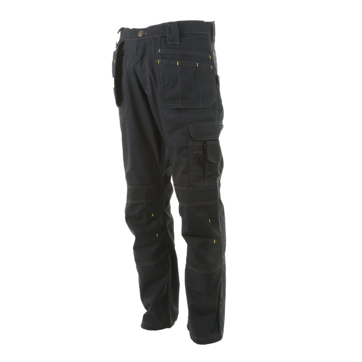 STANLEY Huntsville Men's Polycotton, Holster Pocket, Regular Fit Work Trousers, Black, 3/4 View Facing Left