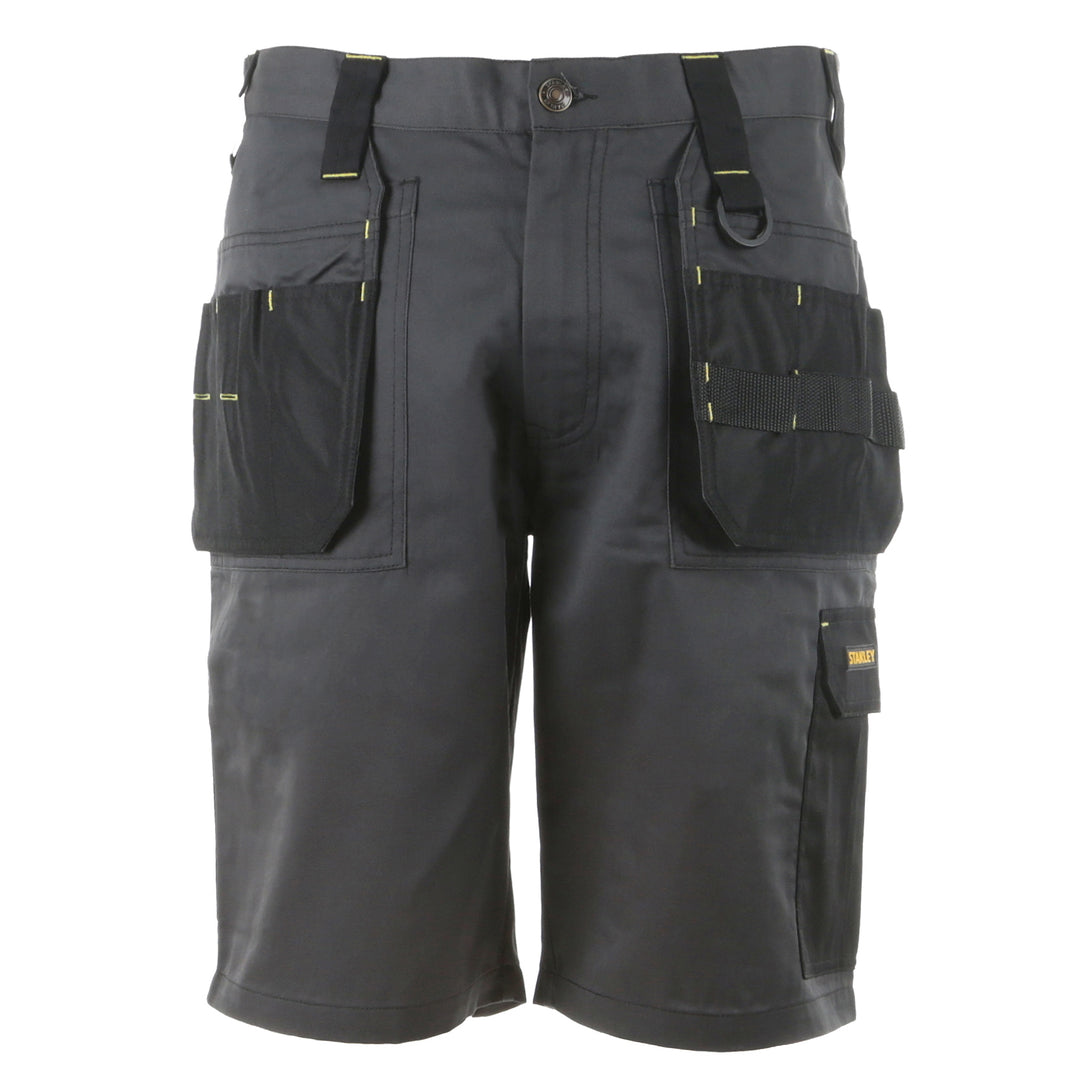 STANLEY Lincoln Men's Poly Cotton, Holster Pocket, Cargo Work Shorts, Grey, Front View