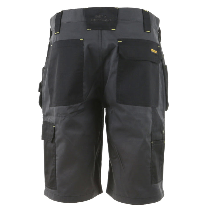 STANLEY Lincoln Men's Poly Cotton, Holster Pocket, Cargo Work Shorts, Grey, Back View
