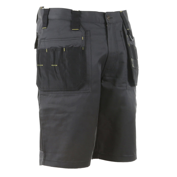 STANLEY Lincoln Men's Poly Cotton, Holster Pocket, Cargo Work Shorts, Grey, 3/4 View Facing Right