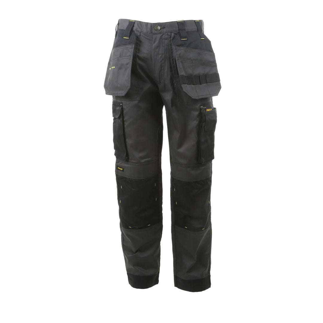 STANLEY Barmera Men's Holster Pocket, Poly Cotton, Regular Fit Work Trousers, Grey/Black, Front View