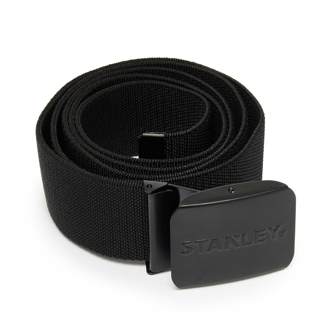 STANLEY Workwear Men's Branded Elasticated Belt, Black, Front View