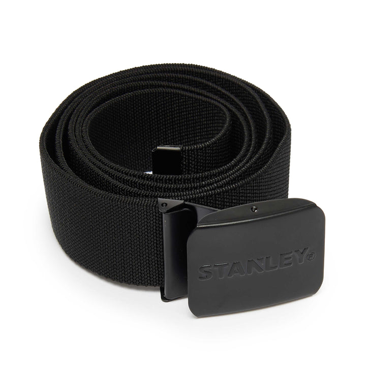 STANLEY Workwear Men's Branded Elasticated Belt, Black, Front View