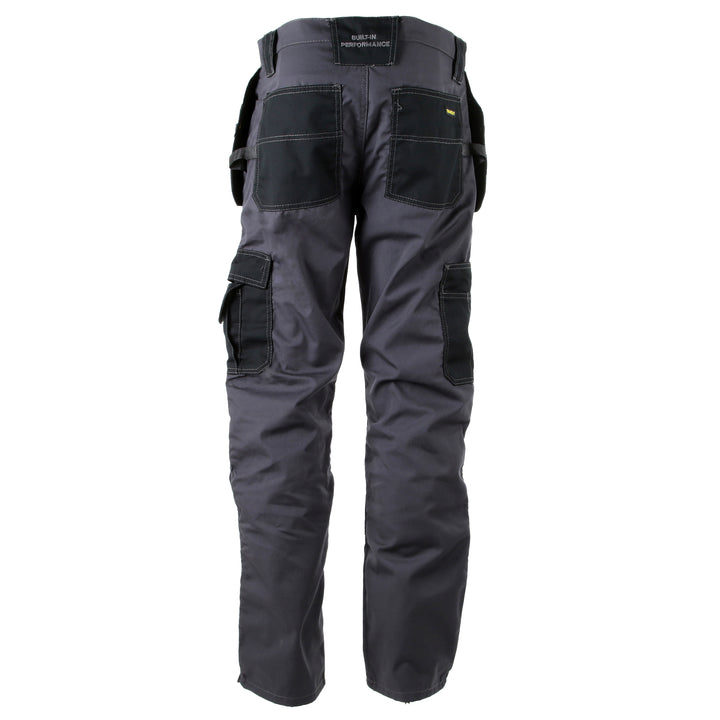 STANLEY Huntsville Men's Polycotton, Holster Pocket, Regular Fit Work Trousers, Grey, Back View
