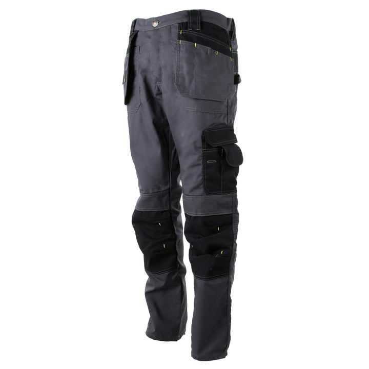STANLEY Huntsville Men's Polycotton, Holster Pocket, Regular Fit Work Trousers, Grey, 3/4 View Facing Left