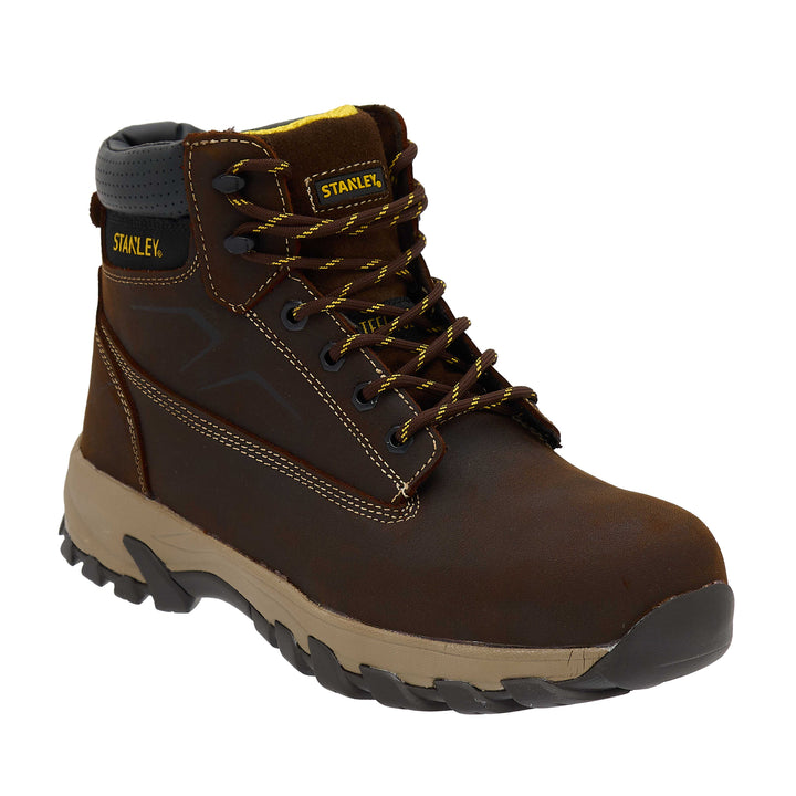 STANLEY Tradesman Men's Steel Toe, Steel Midsole Safety Work Boot, Brown, 3/4 View Facing Right