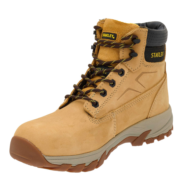 STANLEY Tradesman Men's Steel Toe, Steel Midsole Safety Work Boot, Honey, 3/4 View Facing Left